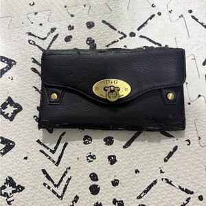 Dolce & Gabbana Black Leather Wallet with Gold Accents